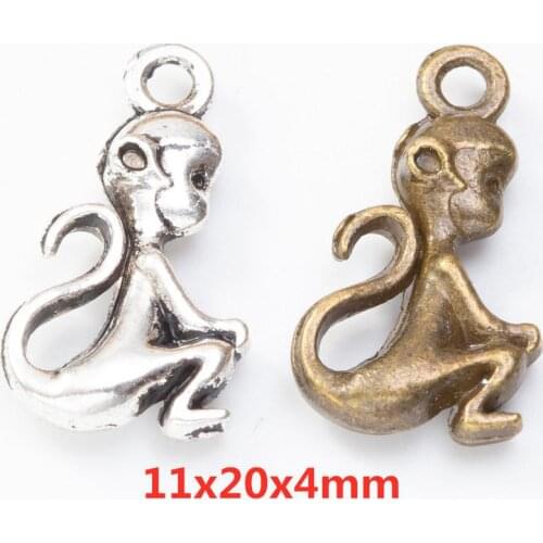 100pcs 11*20MM silver color macaque monkey charms antique bronze Macaca pendants for bracelet necklace earring diy jewelry mak