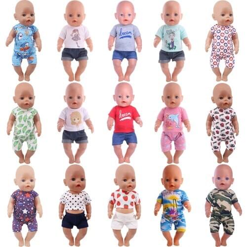2 Pcs/Set Cute Cartoon Doll Clothes Fit 18 Inch American&43CM Reborn New Born Baby Doll OG Girl Doll Russia DIY Our Generation