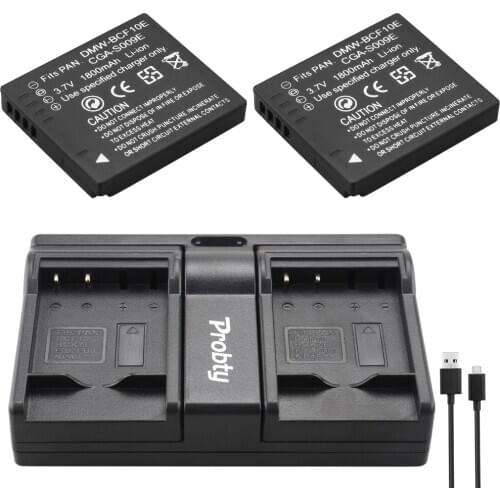 2x Probty CGA S009E CGA-S009E Cam Battery + USB Dual charger for Panasonic DMC-FS12 FS15 FS25 FS4 FS42 FS6 FS7 FX40 FX48 FH22