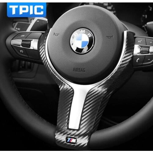 TPIC Carbon Fiber Car Steering Wheel Cover Trim For BMW F20 F21 F30 F34 E90 1 2 3 4Series Alcantara Interior Sticker Accessories
