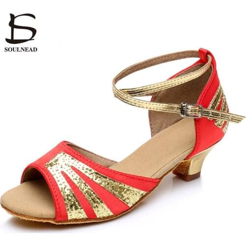 New Ballroom Girls Dance Shoes Childrens Latin Dance Shoes Low Heel Ladies Women Women Professional Salsa Tango Dancing Shoes