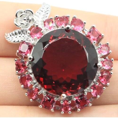 45x23mm Dazzling Created Fire Rainbow Mystic Topaz Bright Cubic Zircon Gift For Sister Daily Wear Silver Pendant