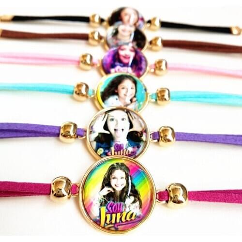 Jiangzimei 24pcs Super pop singer Soy Luna Gold-plated Bracelets glass hand chain charm bracelet best gift