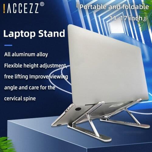 !ACCEZZ Laptop Holder Stand For MacBook Air Universal Adjustable Desktop Portable Foldable Aluminium Alloy For Computer Notebook