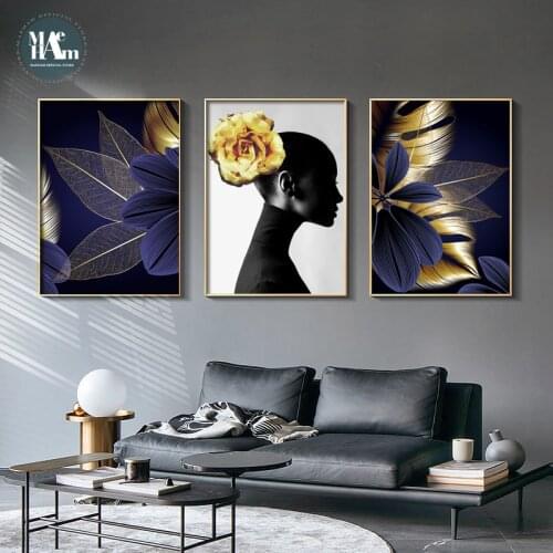 Purple Golden Plant Leaf figures Canvas Poster Print Modern Abstract Wall Art Painting Decoration Picture Living Room Home Decor