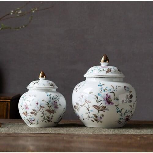 Flower like brocade tea storage tank size ceramic airtight tank universal tank storage tank with lid storage tank art ceramics
