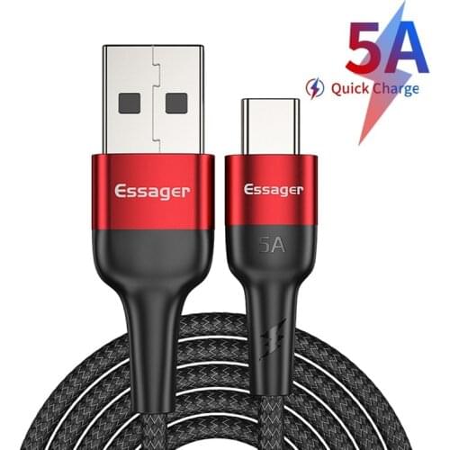 Essager 5A USB Type C Cable Fast Charging Data Cord For Huawei Xiaomi Redmi Phone Quick Charger Type C Charger Cable USB C