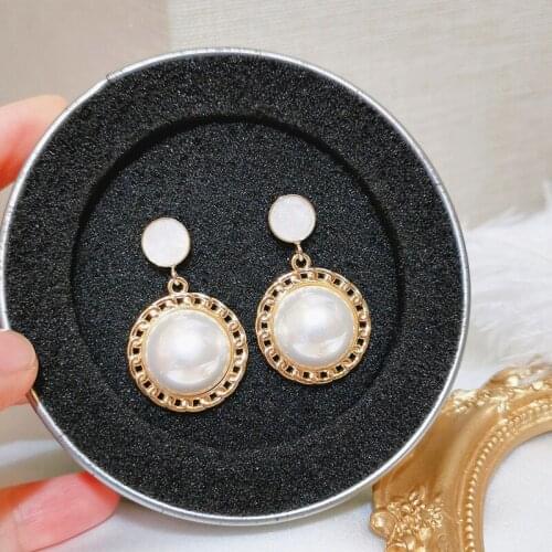 Classic Elegant Korean Simulated Pearl Long Drop Earrings For Women OL Style Sweet Dangle Brincos Wedding Party Jewelry Gifts
