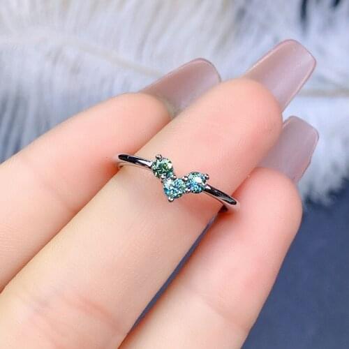 S925 Sterling silver Green Mossam Diamond V-Shaped Ring New Accessories Exquisite Luxury Ladies Glamour Party Engagement Summer
