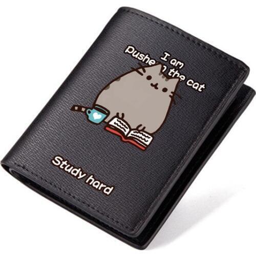 Women Bags Leather Patchwork Embroidery Wallets Girl Clutch Purse Female Billfold Handmade Art Cartoon cat teen