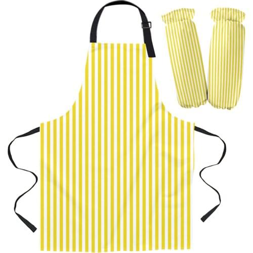 Yellow Pinstripe Kitchen Apron Baking Accessories Sleeveless Aprons for Men Women Home Cleaning Tools