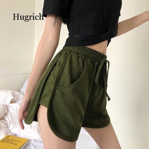 2021 Summer Womens Wear High Waist Sports Students Solid Color Leisure Versatile Running Cotton Shorts Womens Wear