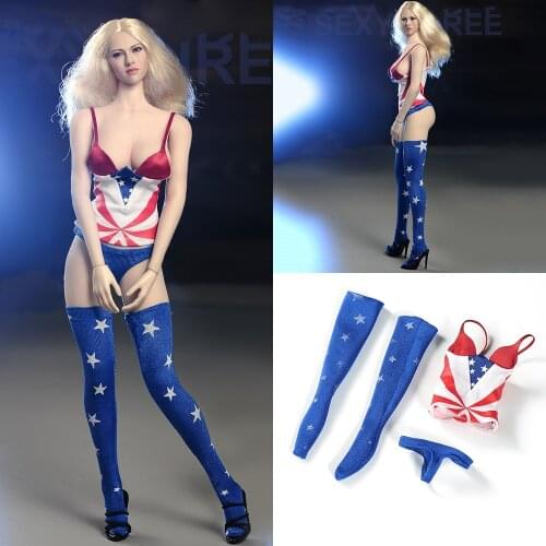 1/6 Scale Female American National Flag Bikini Suit Fit For 12inches Figure Action Woman Model Clothes Accessory In Stock