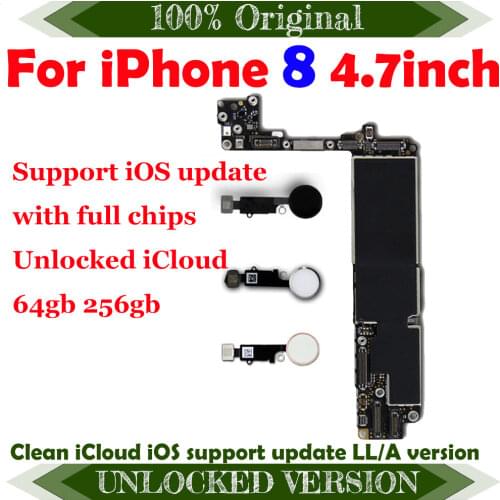 Official Version 100% original for IPhone 8 motherboard Touch ID Unlocked mainboard for iphone 8 IOS System logic board