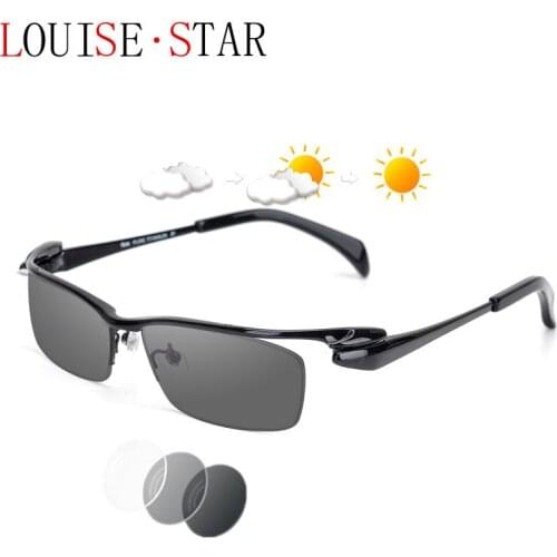 2021β Titanium Glasses Frame Mens Half-Frame Photochromic Gray Myopia Finished Business And Leisure Prescription Lens New Frame