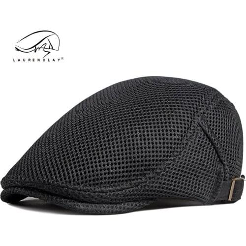 Spring and summer mens Beret large Korean pure color mesh cap womens casual sunscreen hat