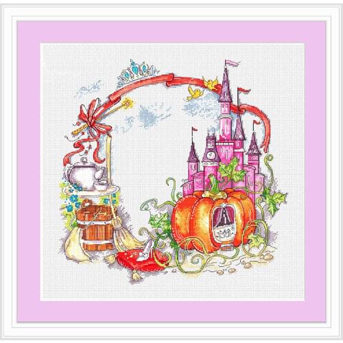 Cross Stitch Kit C1514 Cinderella Castle Precision Printing Fishxx Hand Sewing Cartoon
