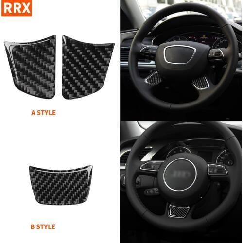 For Audi A6 S6 C7 A7 S7 4G8 2012-2018 Car Accessories Carbon Fiber Interior Steering Wheel Panel Cover Trim Sticker