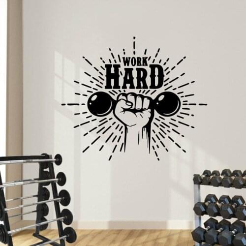 Sport Wall Sticker Vinyl Art Work Hard Quote Wall Sticker Gymnasium Bedroom Home Wall Decor Art Decorative Wall Mural Y-535