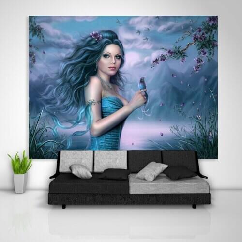 Cute Girl Wall Hanging Tapestry Psychedelic Bedroom Home Decoration