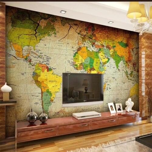 Mural papier peint wallpaper for walls 3 d Custom wallpaper Antique color world map mural wallpaper for walls 3 d tapet
