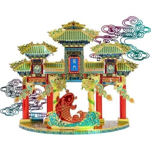 2020 new Microworld Gantry building model kits DIY laser cutting Jigsaw model 3D Nano Puzzle Toys gift for Children