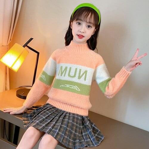 Girl Sweater Kids Baby Outwear Tops 2021 Sweet Fleece Thicken Warm Winter Autumn Knitting Flexible Children Clothing