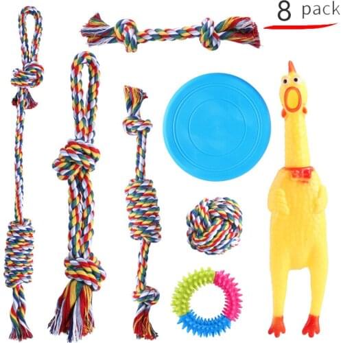 Pet Molar Supplies Cotton Rope Toys Cat Dog Rope Knot Toys Dog Bite Resistant Cotton Rope Knot Set