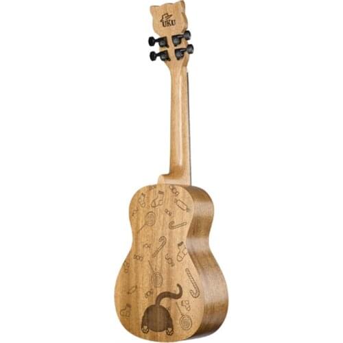 Ukulele 23 Inches Frets Mahogany Cat Pattern Beginner Unisex