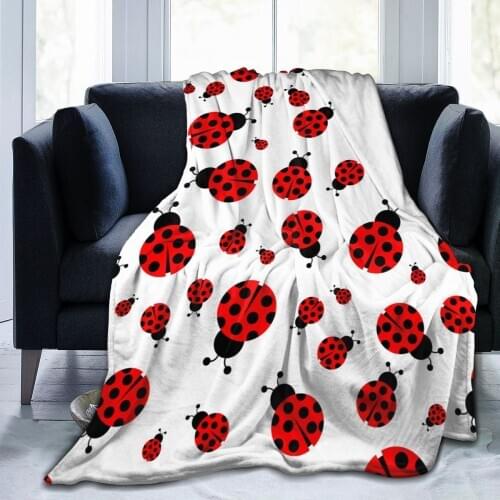 Unique Blanket to Family Friends Ladybug Cartoon Durable Super Soft Comfortable for Home Gift Blanket