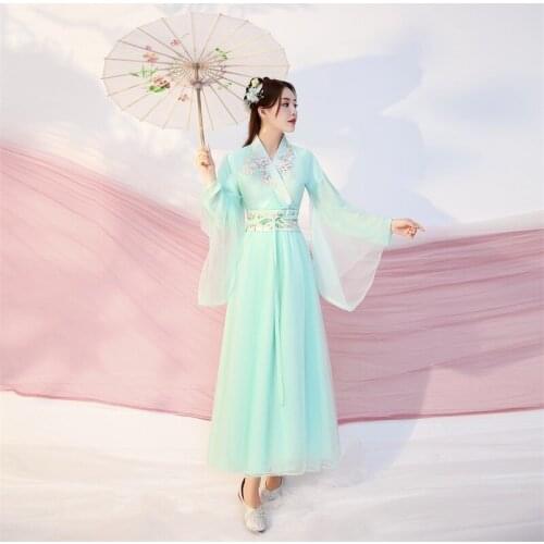 XinHuaEase Female Improved Hanfu Costume Fairy Elegant Chinese Traditional Ancient Style Dance Performance Full Set Long Dresses