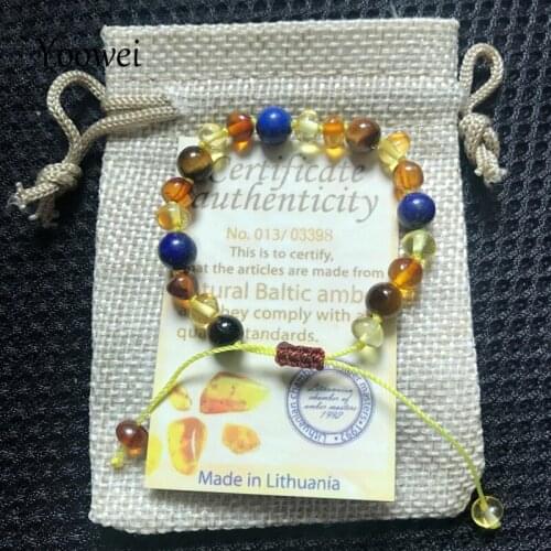 Yoowei New Baby Adult Amber Bracelet/Anklet Wholesale Unique Handmade Adjustable Chain Natural Amber Jewelry for Women Girl Boys