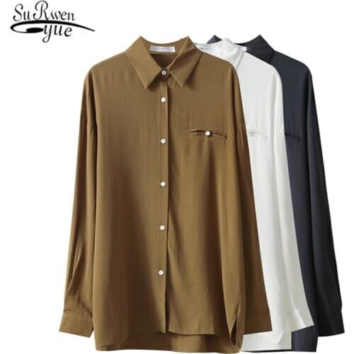 2021 New Women Solid Long Sleeve Chiffon Blouse Women Casual Korean Loose Tops Button Cardigan Women Shirts Feminina Blusa 11289