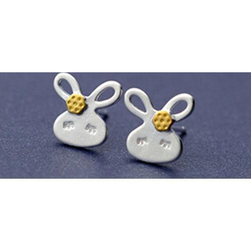 Daisies Pure 925 Sterling Silver Bunny Rabbit Stud Earrings for Women New Lovely Girls Gift Statement Jewelry Pendientes