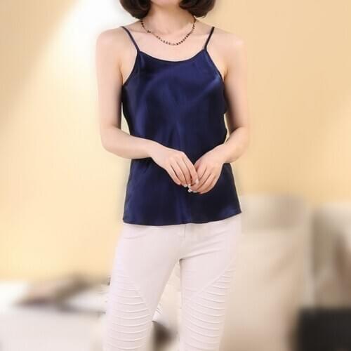 Womens 100% Real Silk Satin Silk Camisole Top Vest Sleepwear Spaghetti Straps M L XL 2XL 3095