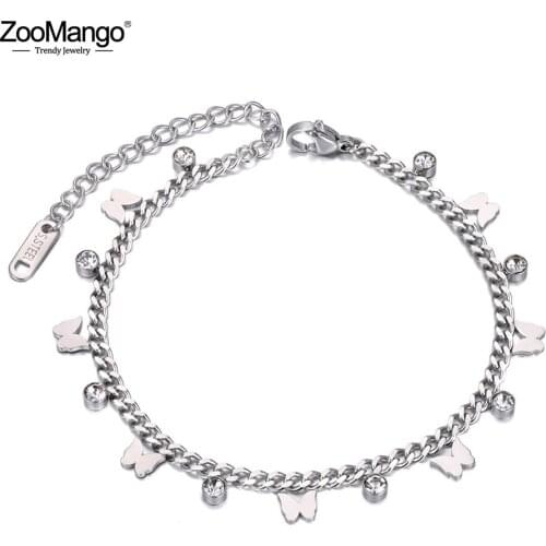 ZooMango Stainless Steel Butterfly Charm Bracelets For Women Trendy Bohemia Beach CZ Crystal Bracelet Jewelry pulseras ZB20169