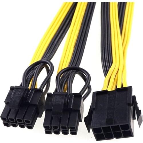 1pc EPS12V Adapter PSU CPU 8 Pin Plug to Graphics Video Card Dual PCI-E PCIe 8 Pin 6+2 Receptacle Power Supply Splitter Cable