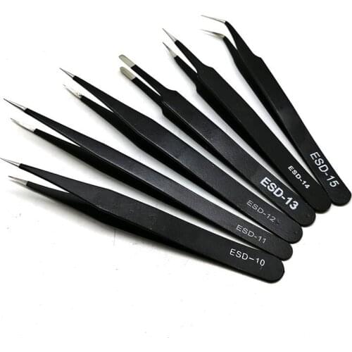 ESD Anti-Static Stainless Steel Tweezer Set Maintenance Repair Tool Kit Anti Static Model Making Tool Hand Tool