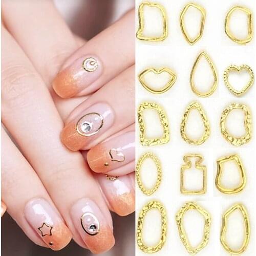 1pcs Gold Nail Art MetalNail Accessories 3D Shell Circle Love Nail Decoration Studs Rhinestones Art Nail Design Stone