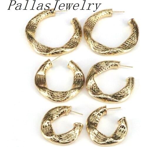 10Pairs Fashion Jewelry Gold Color Women Metal Brass Round Circle Earring