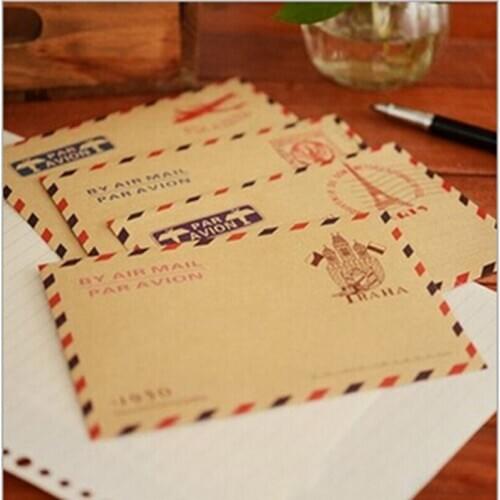 10 Sheets Mini Envelope Postcard Letter Stationary Storage Paper Vintage