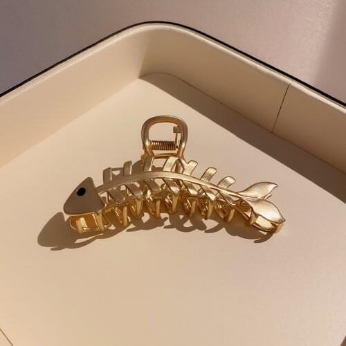 2021 Fashion Simple Graceful Fishbone Hair Claw Shark Clip Korean Style Alloy Rhinestone Hairpin Accessories For Women