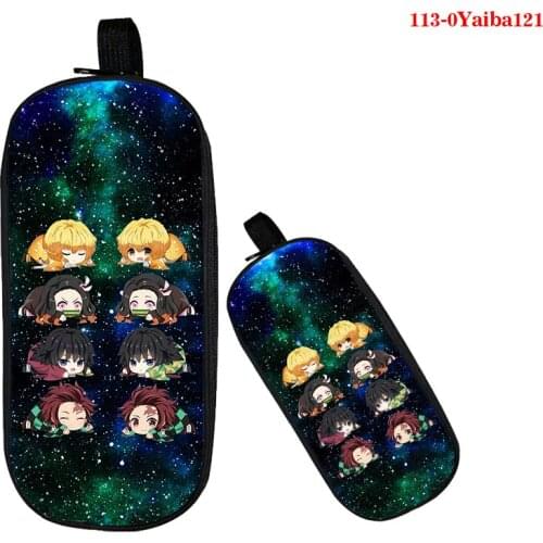 3D Printing Anime Demon Slayer Kimetsu No Yaiba Purse Pencilcase Zipper Makeup Bag Double Layer Stationery Bag Catoon Pencil Box