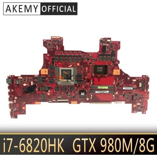 SAMXINNO GX701VO Motherboard For For For Asus ROG GX701 GX701V GX701VO Laotop Mainboard with I7-6820HK GTX 980M/8G