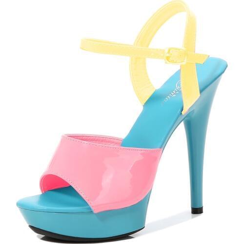 Brand Women Sandals Summer 2020 New Female Shoes Woman High Heel 13cm Color Open Toe Thin Heel Black Party Shoes Gladiator Shoes