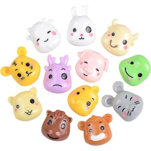12-48Pcs Kawaii Chinese zodiac Scrapbook DIY Craft Supplies Kids Hair accessories Clothe Decor Phone Shell Patch Nails Figurines