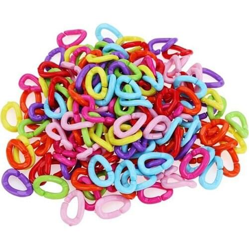Dorakitten Bird Chain Toy Accessories DIY 100Pcs Funny Plastic Chain Links Hooks For Parrot Toy Pet Supplies Pet Accessories