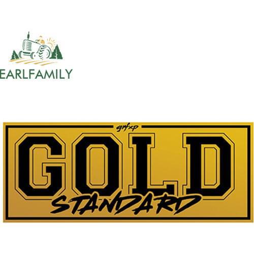 EARLFAMILY 13cm x 5.2cm Gold Standard Vinyl Sticker Car Window Bumper Trunk Decal Reflective Car Sticker Waterproof Car Styling