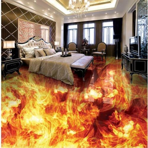Beibehang Photo floor wallpaper 3d stereoscopic fire Floor wallpaper murals wall PVC waterproof floor self-adhesive 3D floor
