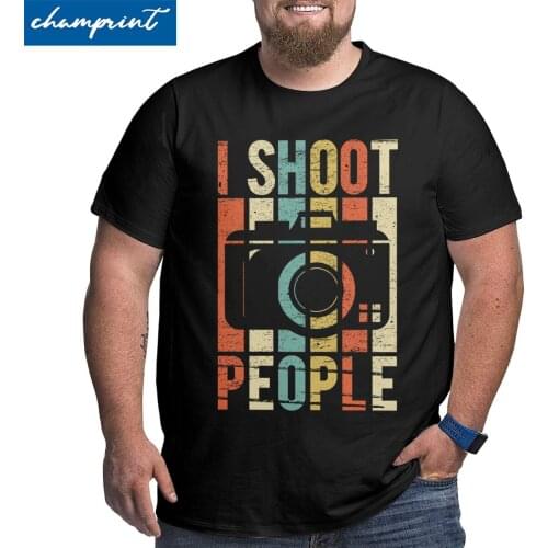 Funny Vintage Shoot People Photographer T-Shirt Men Crewneck T Shirt Short Sleeve Big Tall Tee Shirt Plus Size 4XL 5XL 6XL Tops